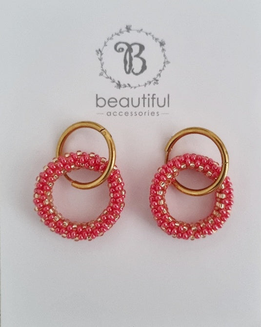 Ded Beaded Loop Eaarings