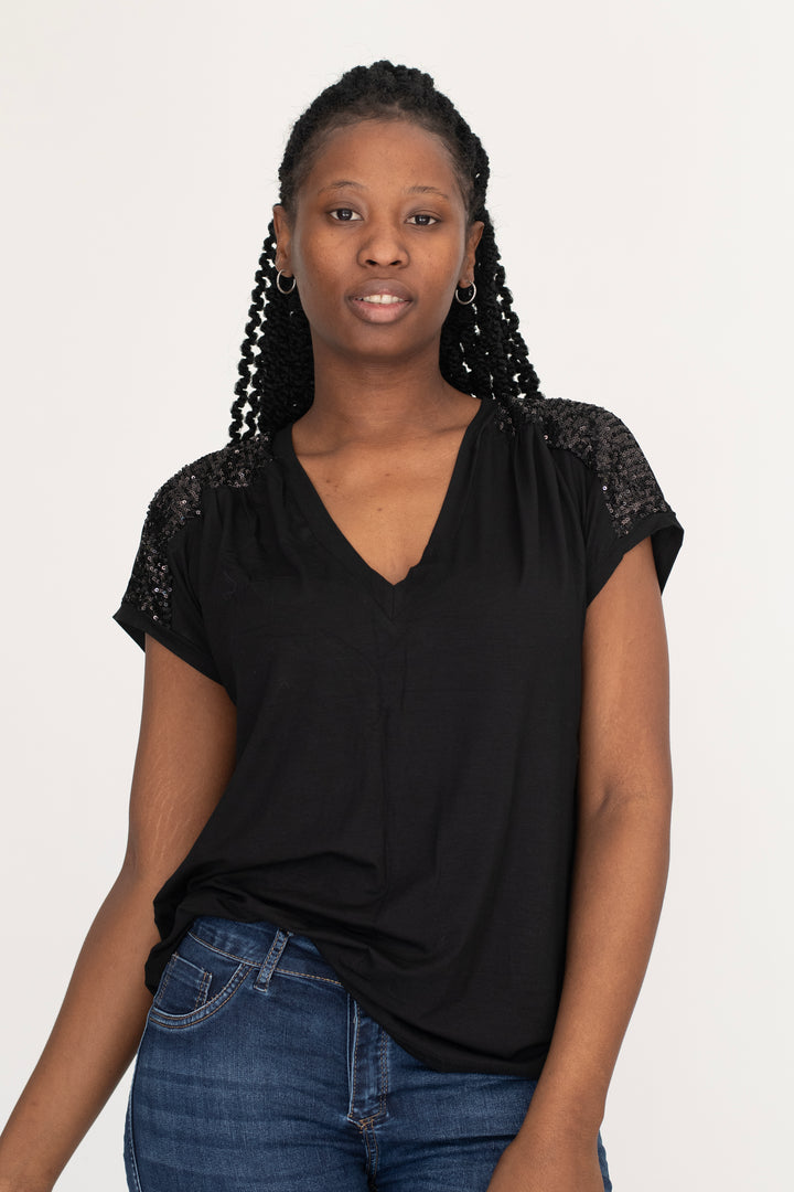 Yoke Sequin Tee