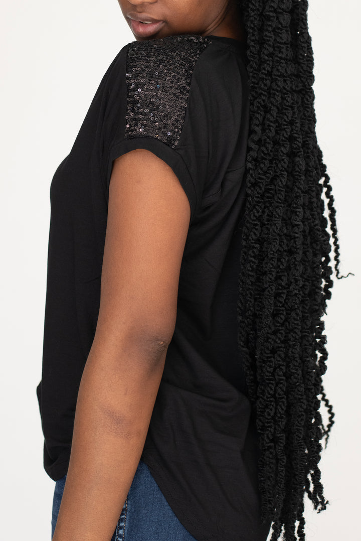 Yoke Sequin Tee