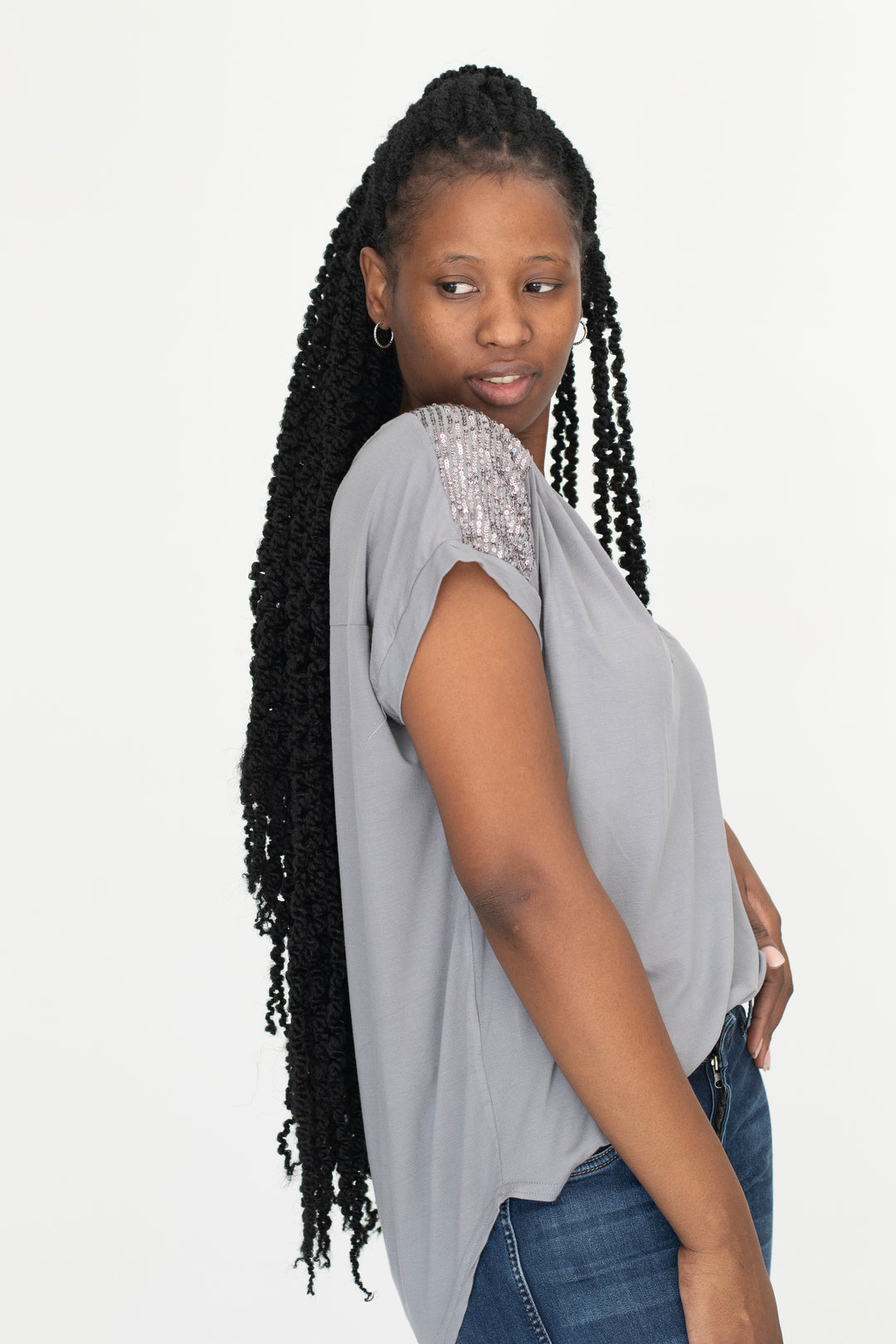 Yoke Sequin Tee