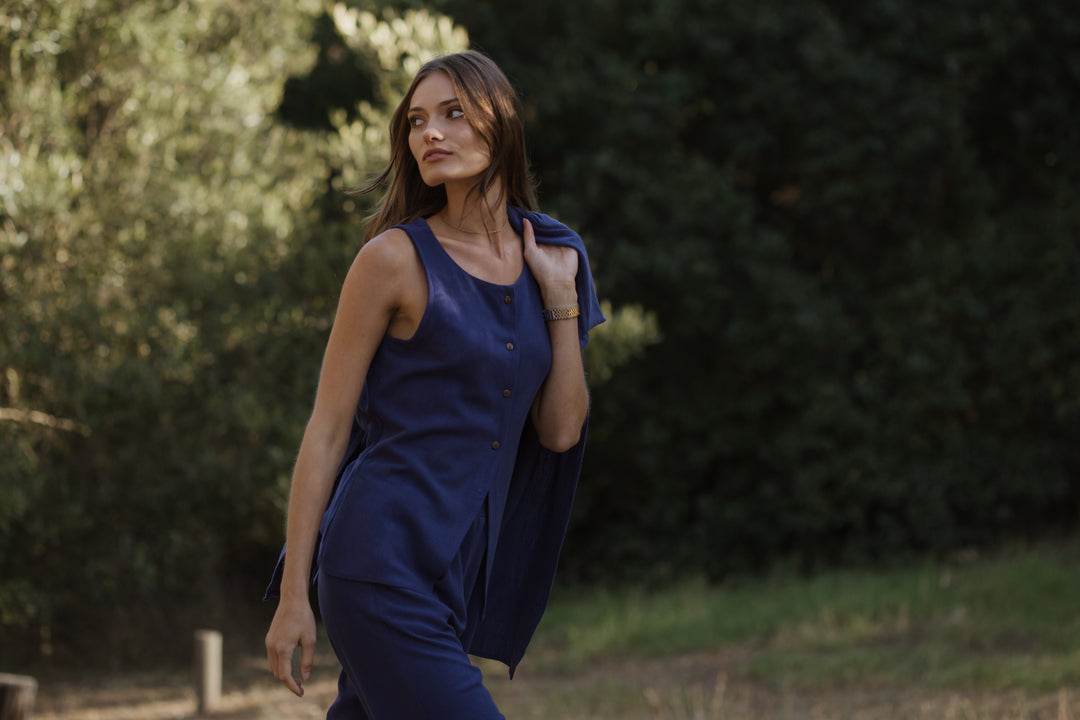 Placy Linen Long Waistcoat