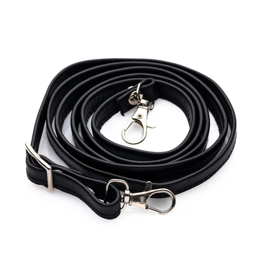 Black Leather Purse & Strap With Silver Fittings